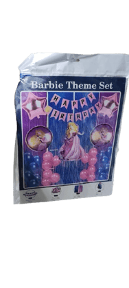  Barbie Theme Set for Birthday Decoration | Includes Balloons, Banner, and Hanging Swirls | Perfect for Girls' Birthday Parties