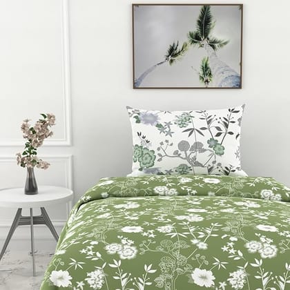 Green and White Floral Duvet Cover Set - Queen Green and White Floral Duvet Cover Set - Queen