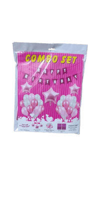  "Happy Birthday Decoration Kit - Pink and Silver Balloons, Banner, and Star Foil Balloons"