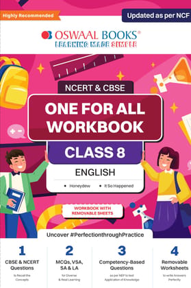 Oswaal NCERT & CBSE One for all Workbook | English | Class 8 | Updated as per NCF | MCQ's | VSA | SA | LA | For Latest Exam Oswaal Editorial Board