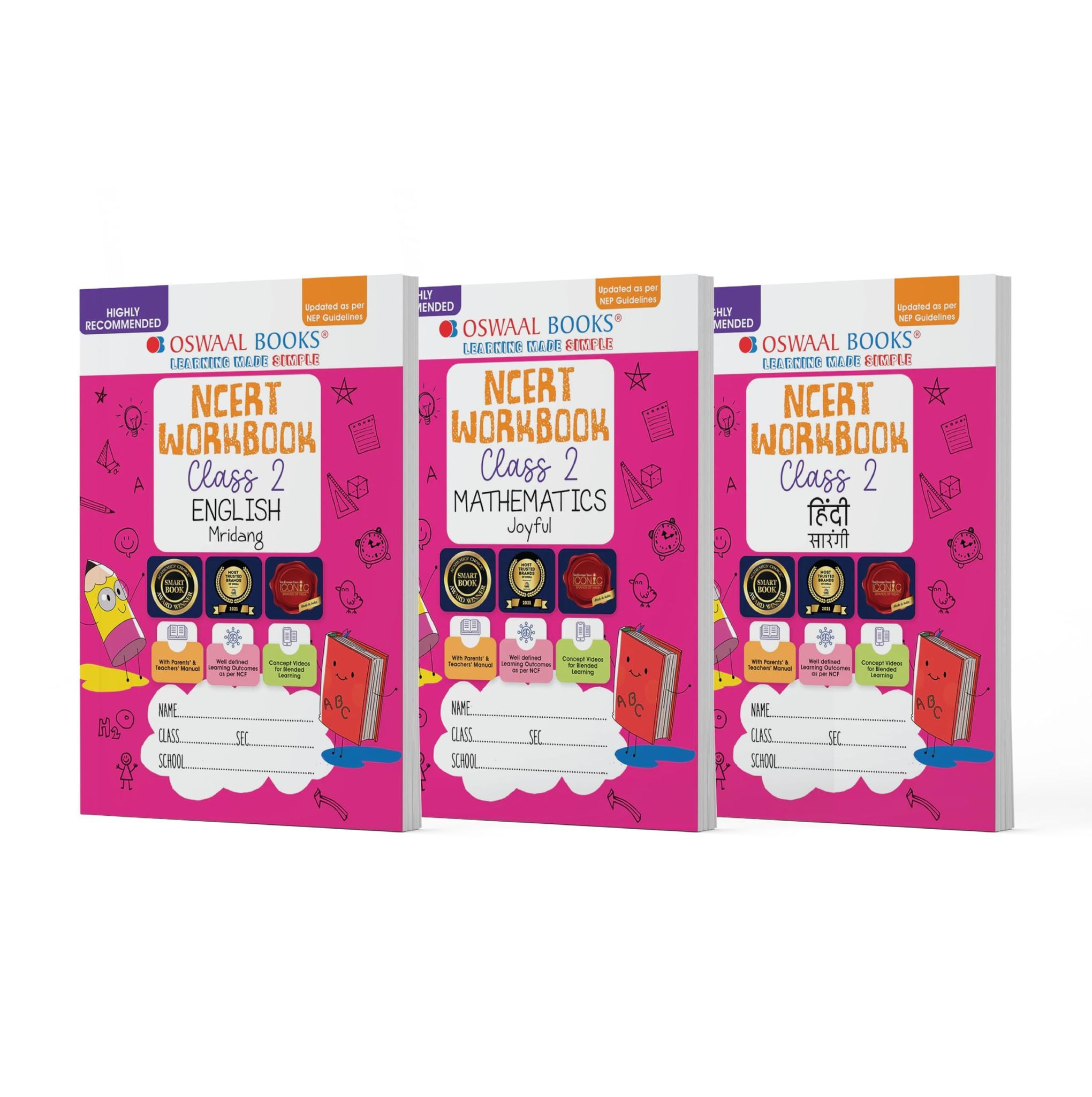 Oswaal NCERT Workbook Class 2 Hindi Saarangi, English Mridang and Mathematics Joyful (Set of 3 Books) (For Latest Exam) Oswaal Editorial Board