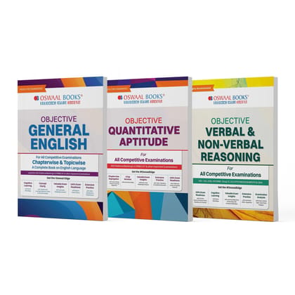 Oswaal Objective General English | Quantitative Aptitude | Verbal and non-Verbal Reasoning | Chapter wise | Topic wise | Set of 3 Books | For All Latest Competitive Exams Oswaal Editorial Board