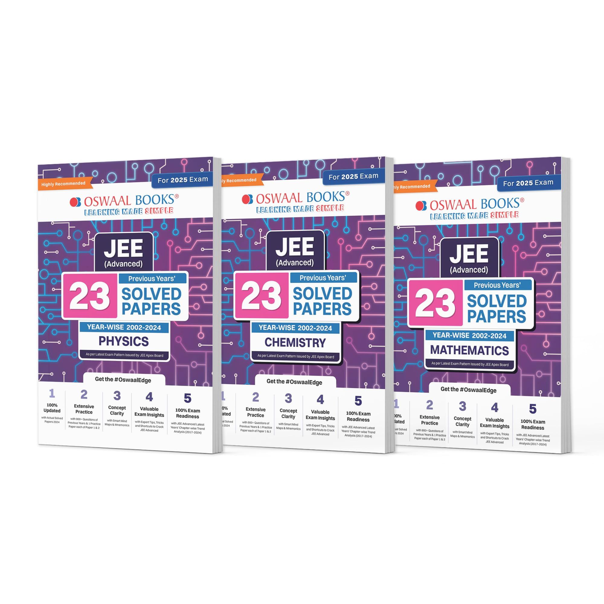 JEE (Advanced) 23 Years' Solved Papers (2002-2024) Physics Chemistry & Mathematics (Set Of 3 Books) (For 2025 Exam) Oswaal Editorial Board