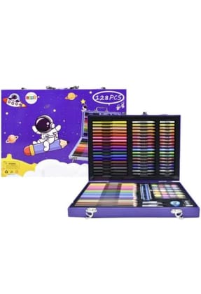  128 Piece Art Set for Kids, Portable Art Supplies in Carrying Case, Perfect for Coloring, Drawing, Painting, and More, Non-Toxic and Safe for Children