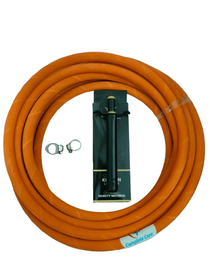 Lubana LPG Rubber Hose Pipe with 2 Hose Clump & Kitchen Gas Lighter ISI Certified Steel Wire Reinforced LPG Hose Flexible Gas Pipe (Orange)