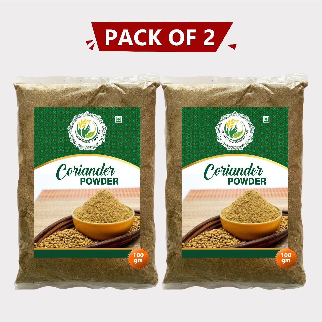 Coriander Powder 200gm (2 x 100 gm) by Nuh Krishi Producer – Pure, Aromatic & Farm-Fresh. 