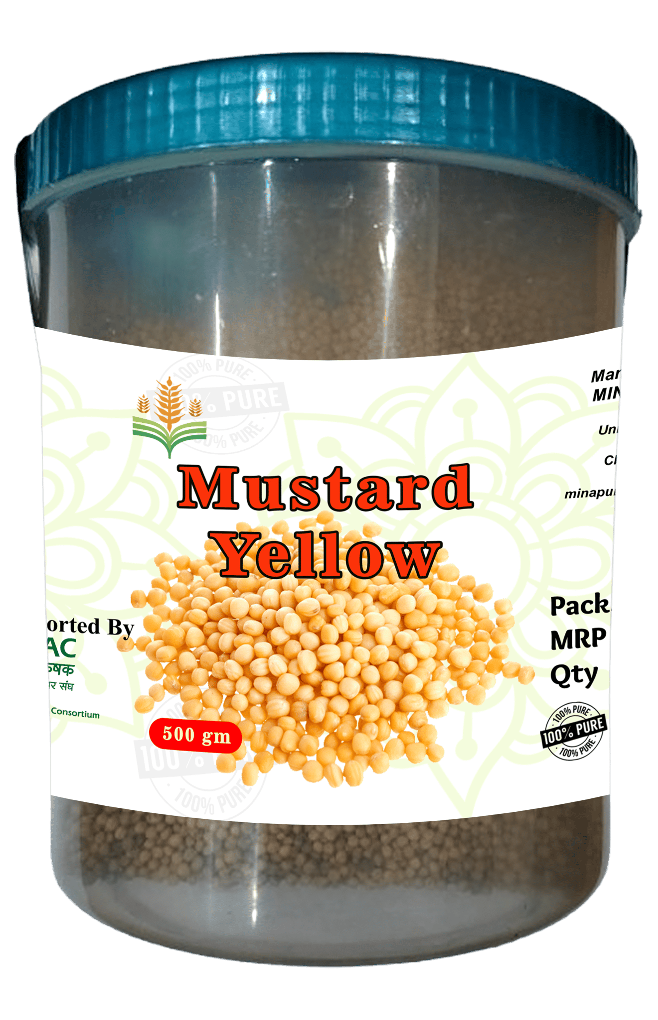 Mustard Yellow Seeds 500g - 100% Pure and Natural (pack of 2)