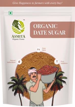 Asmita Organic Farms Date Sugar 500g USDA Certified Natural Sweetener No Added Sugar Healthy Sugar Substitute for Babies, Kids & Adults Perfect for Desserts, Baking, Smoothies, & Coffee Asmita Organic Farms Date Sugar 500g USDA Certified Natural Sweetener No Added Sugar Healthy Sugar Substitute for Babies, Kids & Adults Perfect for Desserts, Baking, Smoothies, & Coffee