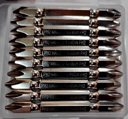  1/4 Hex Double Ended Magnetic Screwdriver Bit Ph2 Bits in Chrome Finish S2 Taiwan For Industrial & Home Use in Screw driver Power Tools (Pack Of 10 Pcs)(Size Ph2 - Ph2 X 65 Mm)