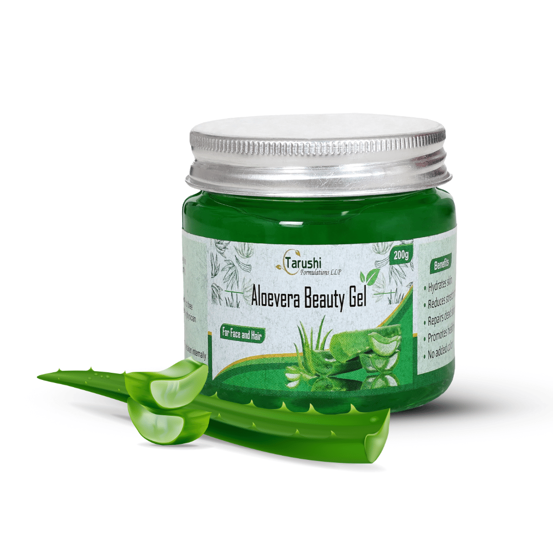 Tarushi Formulations Aloe Vera Beauty Gel - 200g - Hydrates Skin, Reduces Stretch Marks, Repairs Dead Skin Cells, and Promotes Healthy Hair