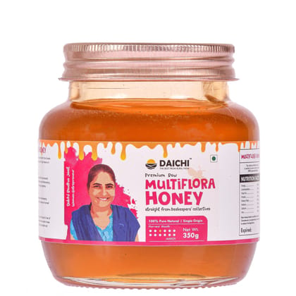 Daichi Multiflora Honey - 100% Raw & Unprocessed, Straight from beekeepers, Cruelty-free, No Sugar or Additives 350gm (Pack of 1) Daichi Multiflora Honey - 100% Raw & Unprocessed, Straight from beekeepers, Cruelty-free, No Sugar or Additives 350gm (Pack of 1)