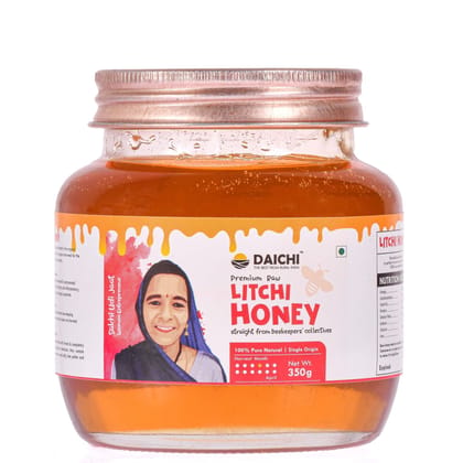 Daichi Litchi Honey - 100% Raw & Unprocessed, Straight from beekeepers, Cruelty-free, No Sugar or Additives 350gm (Pack of 1) Daichi Litchi Honey - 100% Raw & Unprocessed, Straight from beekeepers, Cruelty-free, No Sugar or Additives 350gm (Pack of 1)