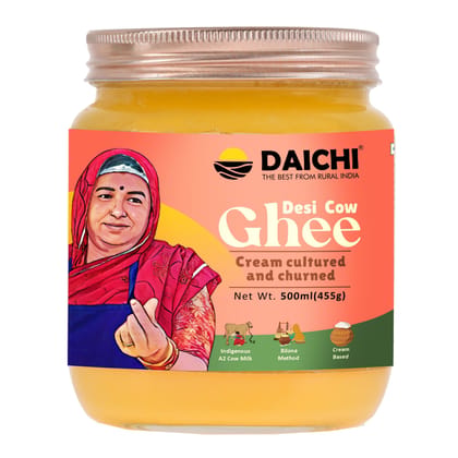 DAICHI - Desi Cow Ghee | Pure, Natural, and Healthy | Made from Indigenous A2 Cow Milk Cream | Crafted using the Bilona Method | Farm to Table DAICHI - Desi Cow Ghee | Pure, Natural, and Healthy | Made from Indigenous A2 Cow Milk Cream | Crafted using the Bilona Method | Farm to Table
