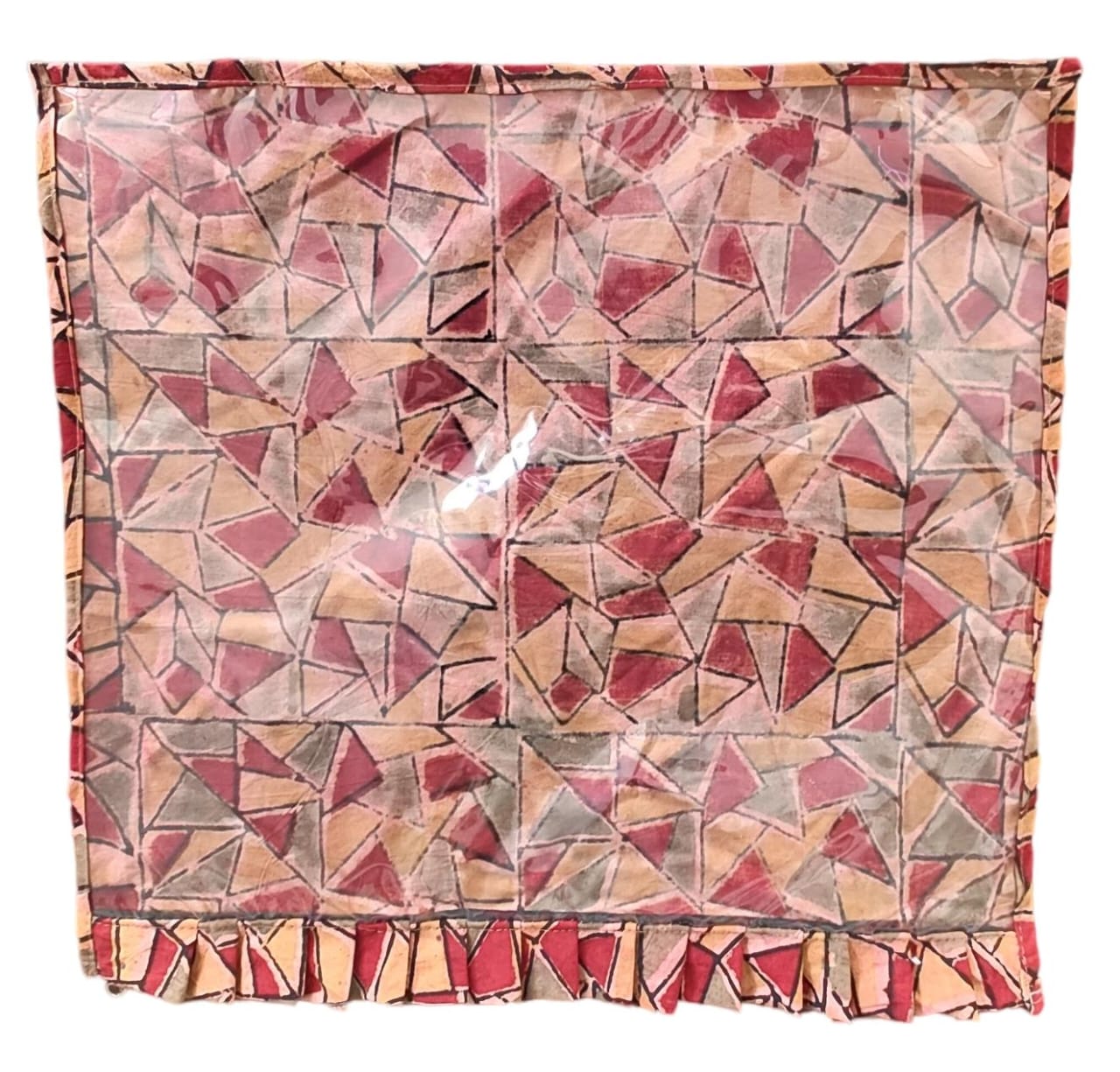 Red and Brown Cotton 1 SAREEE COVER Printed Microwave Oven Cover