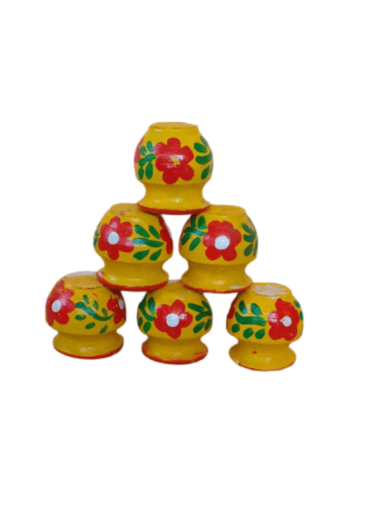 Hand-painted Wooden Pot Set for Home Decor and Gifting (Set of 6)