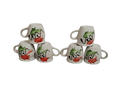 Set of 6 Hand-Painted Ceramic Espresso Cups with Unique Colorful Designs