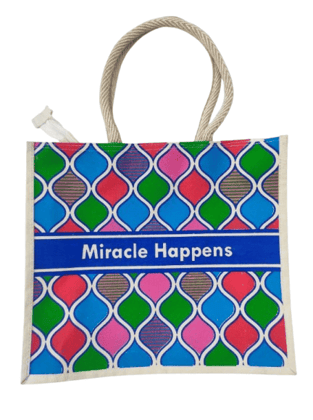 Miracle Happens Printed Jute Bag Miracle Happens Printed Jute Bag