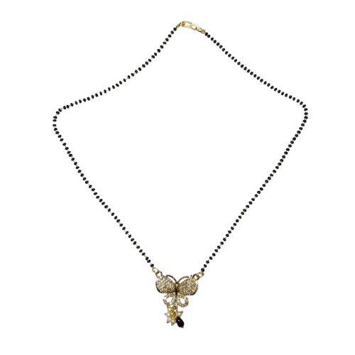 Black Beads Mangalsutra with Butterfly Pendant