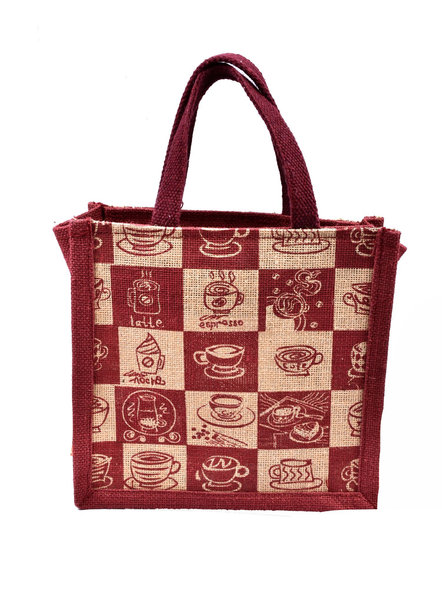 Coffee-Themed Burlap Jute Bag