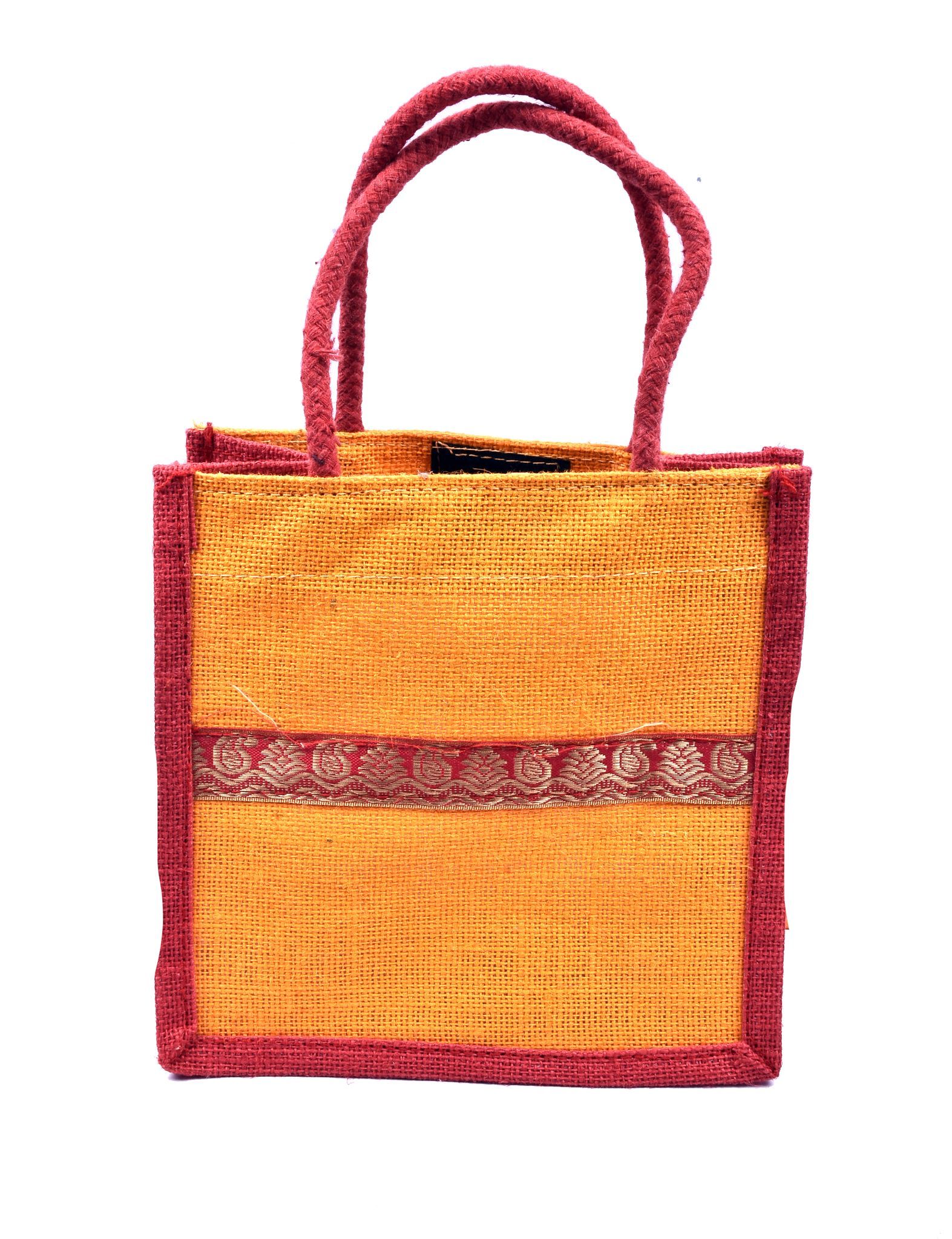 Handmade Jute Bag with Red Trim