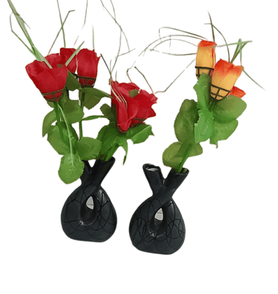 2-Pack Mini Black Ceramic Bud Vases