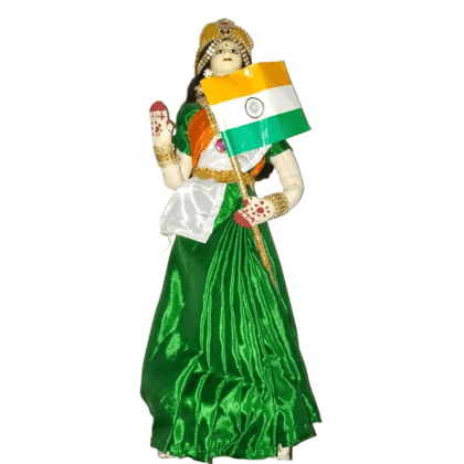 Handmade Cloth Doll in Traditional Indian Attire with National Flag