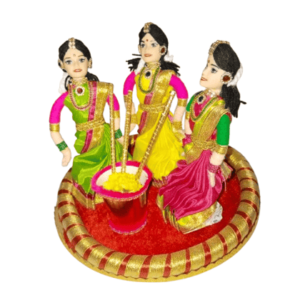 Kollam Bommai Golu Dolls - Set of 3 Traditional Indian Dolls for Home Decor and Festival Celebrations Kollam Bommai Golu Dolls - Set of 3 Traditional Indian Dolls for Home Decor and Festival Celebrations