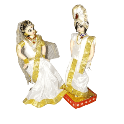 Traditional Indian Couple in Wedding Attire, South Indian Bommai Golu Dolls, 6 Inches Traditional Indian Couple in Wedding Attire, South Indian Bommai Golu Dolls, 6 Inches