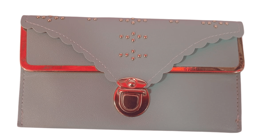 Women's Faux Leather Wallet with Button Closure and Decorative Studs