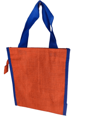 Jute Kids Lunch Bag with Blue Trim Jute Kids Lunch Bag with Blue Trim