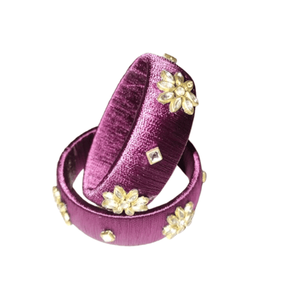 Indian Ethnic Designer Silk Thread Bangle Set (Purple)