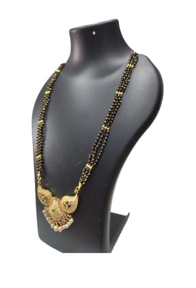 Black Beads Mangalsutra with Gold Pendant for Women
