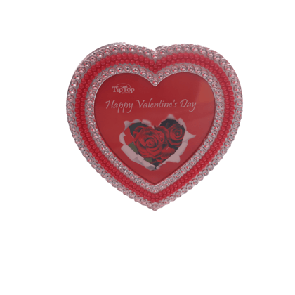 TipTop Quality Heart Shaped Photo Frame with Red Rhinestones for Valentine's Day