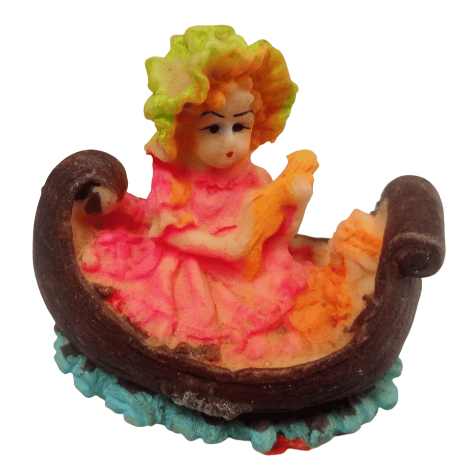 Exquisite Handcrafted Miniature Figurine of a Girl in a Boat