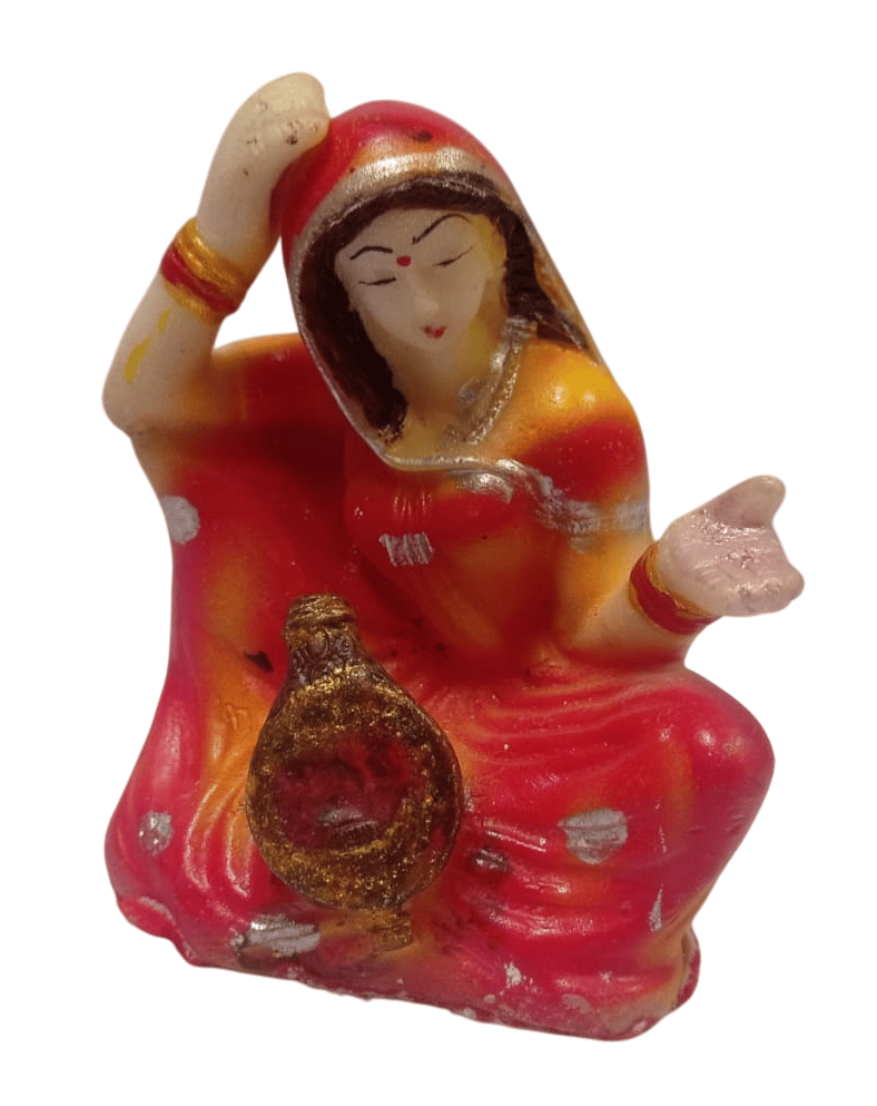 Decorative Indian Woman Statue Handmade Clay Figurine