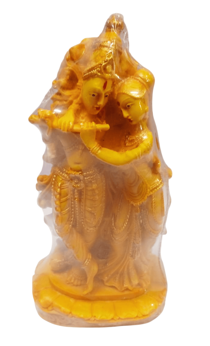 Gold-plated Resin Radha Krishna Statue for Home Decor and Temple