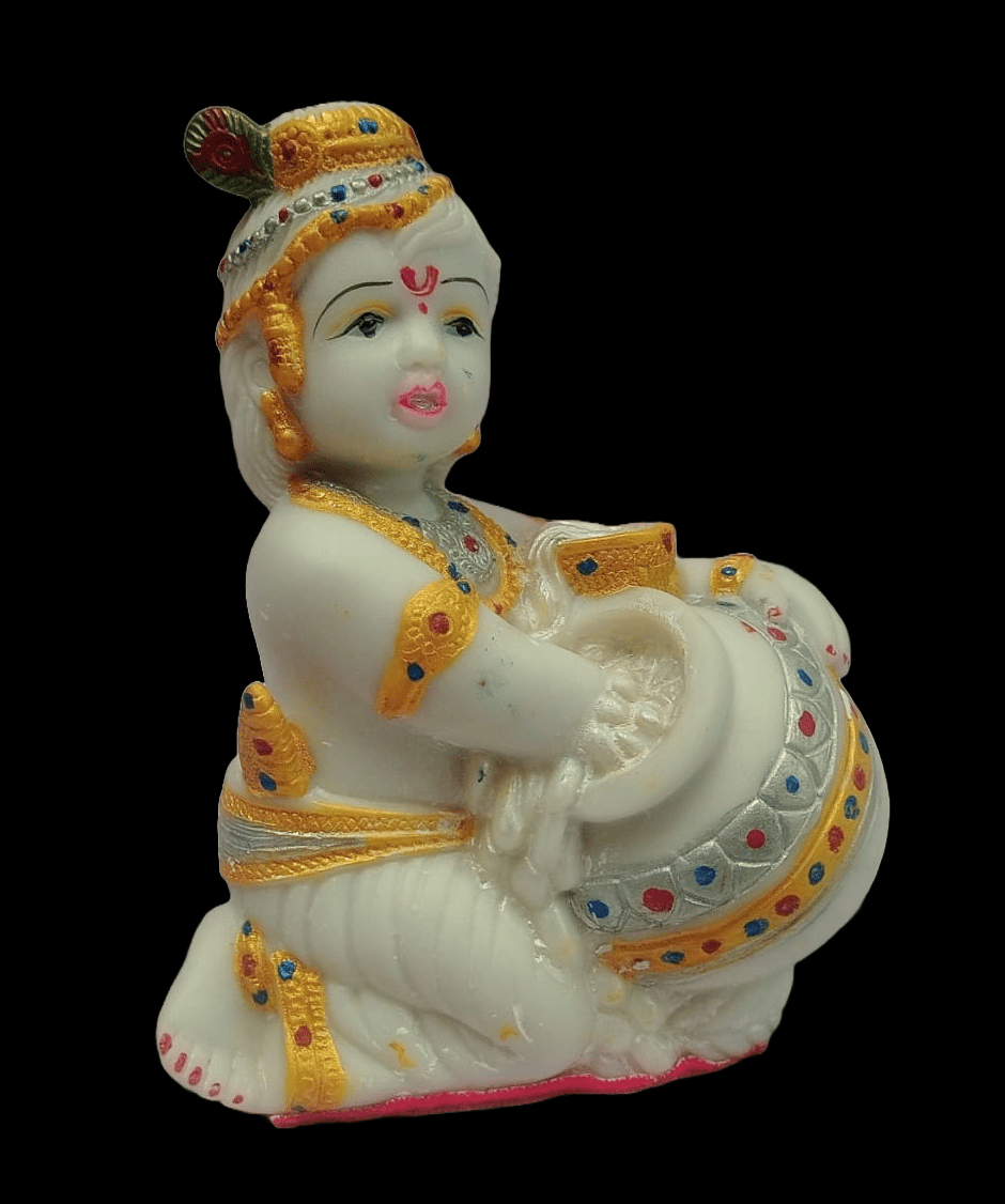 Bal Gopal Marble Statue - White - For Home and Temple Decor