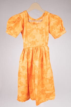 Girls Orange Floral Print Dress
