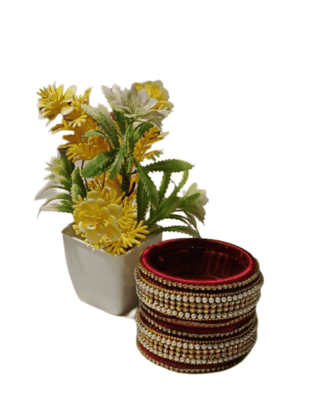 Red and White Silk Thread Bangles