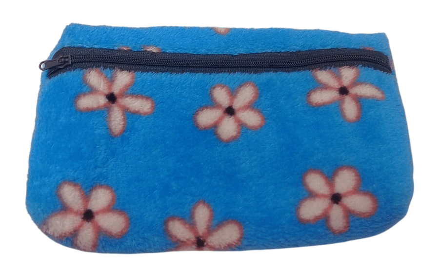 Blue Floral Print Cosmetic Bag