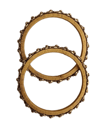 "Exquisite Golden Bangle Set with Intricate Stone Detailing - Perfect for Traditional Occasions"