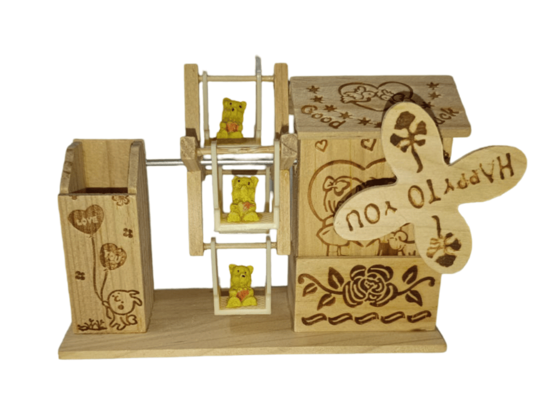 Wooden Ferris Wheel Music Box with Storage Compartment
