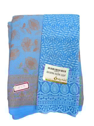 Blue and White Floral Embroidered Cotton Saree Blue and White Floral Embroidered Cotton Saree