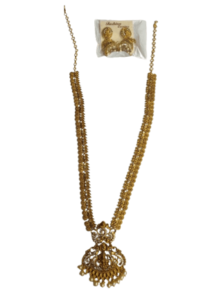 Gold Plated Traditional Indian Necklace Set with Earrings for Women Gold Plated Traditional Indian Necklace Set with Earrings for Women