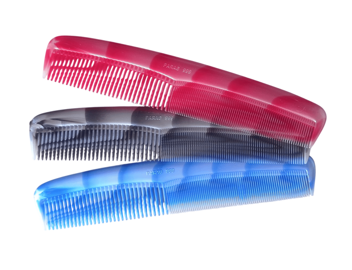 Pack of 3 Plastic Hair Combs for Women, Men and Kids - Assorted Colors