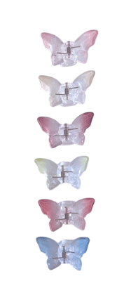 6 Pack of  Butterfly Hair Clips - Kawaii Hair Accessories for Women and Girls