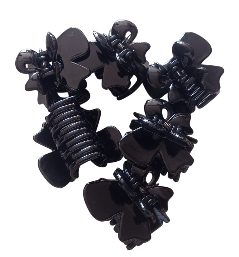 Black Hair Claw Clips for Women and Girls - 6 pack of