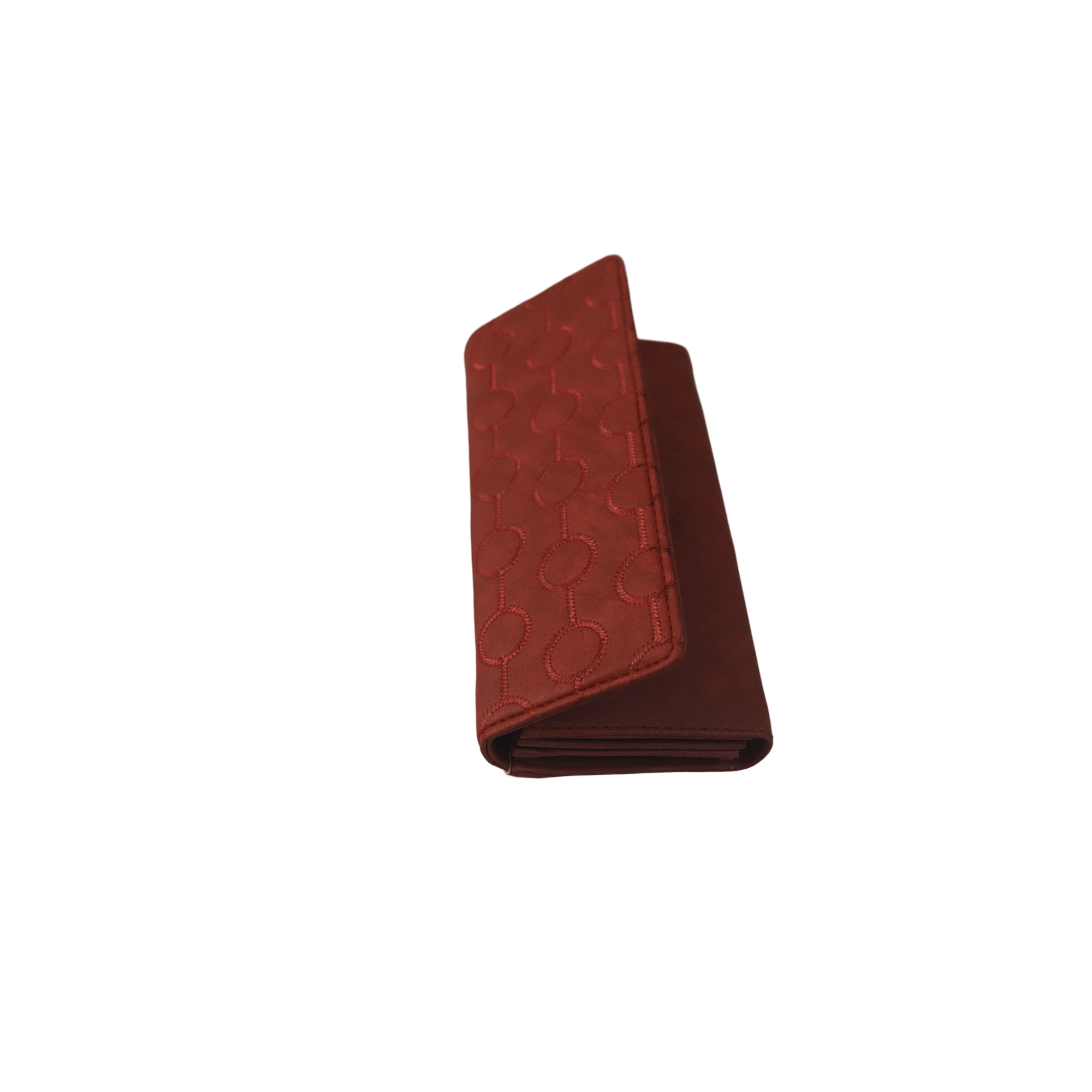 Luxury Women's Wallet, Red Leather Bifold Clutch with Heart Pattern