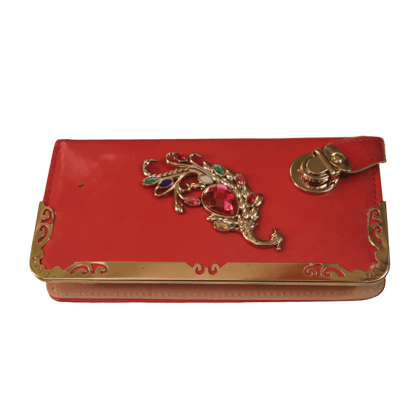 Red Peacock Jeweled Evening Clutch