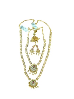 Traditional Indian Gold Plated Kundan Meenakari Pearl Necklace